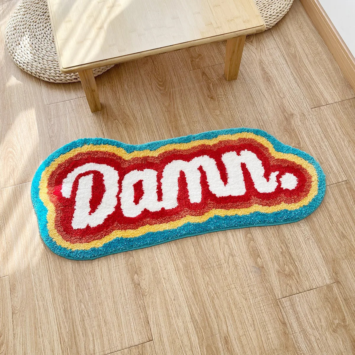 Rainbow 'Damn' Letter Element Tufted Rug