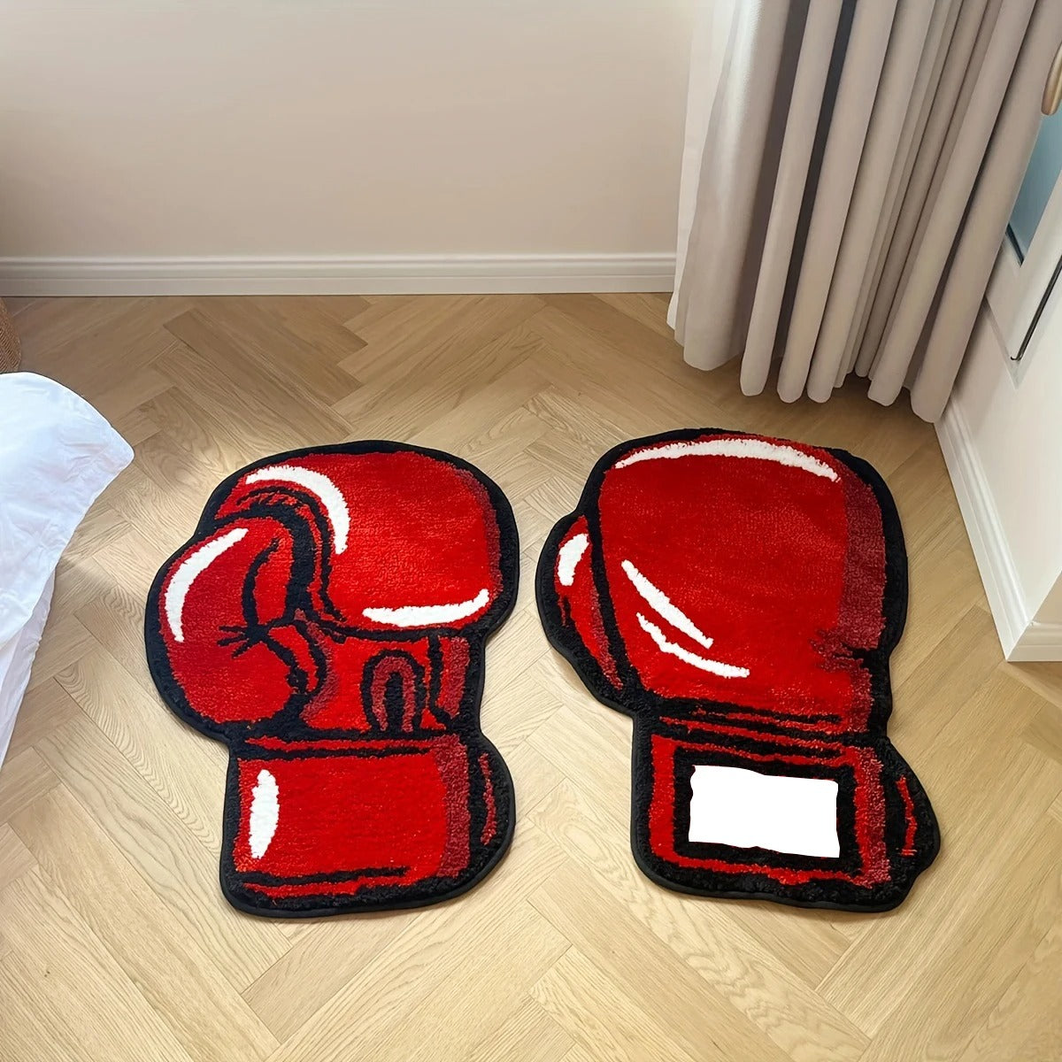 Red Punching Boxing Glove Tufted Rug