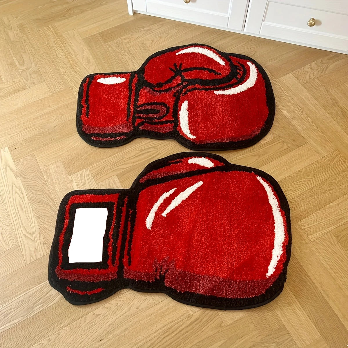 Red Punching Boxing Glove Tufted Rug