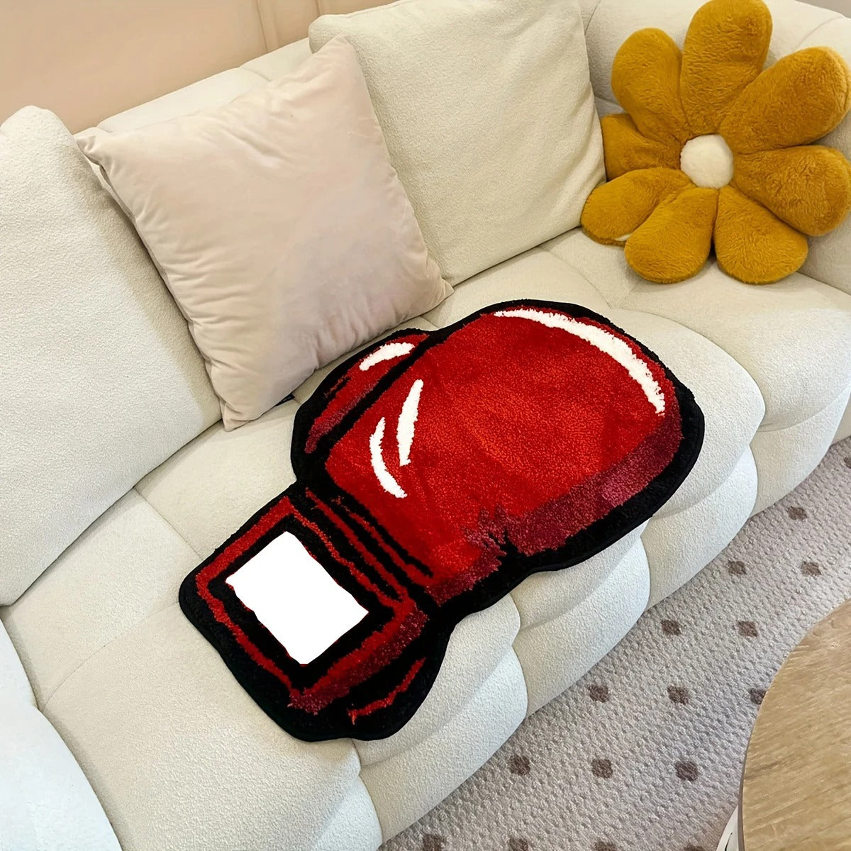 Red Punching Boxing Glove Tufted Rug