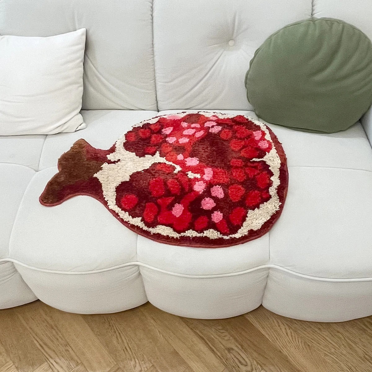 Red Sliced Pomegranate Fruit Tufted Rug
