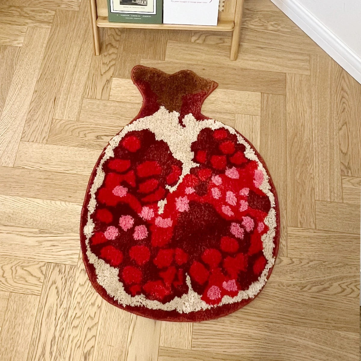 Red Sliced Pomegranate Fruit Tufted Rug