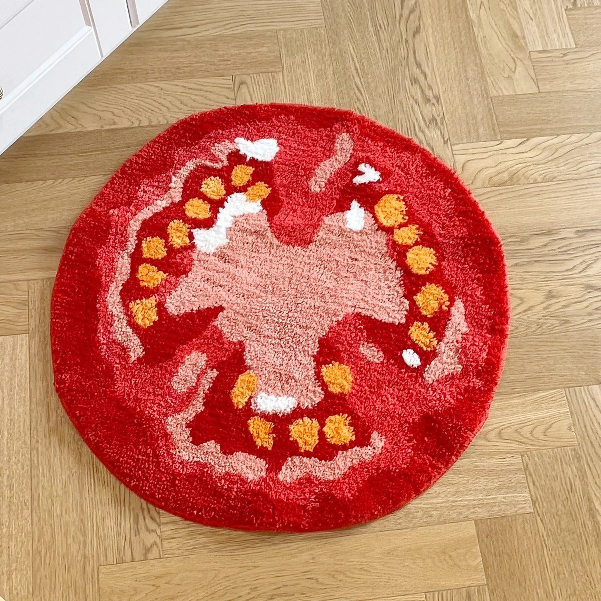 Red Sliced Tomato Fruit Tufted Rug