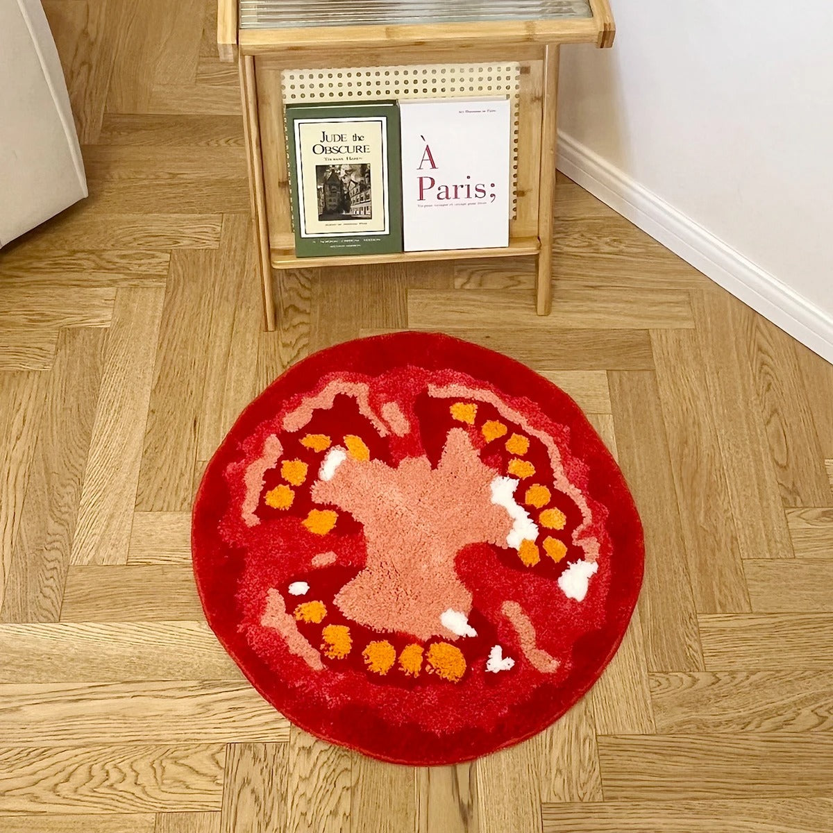Red Sliced Tomato Fruit Tufted Rug