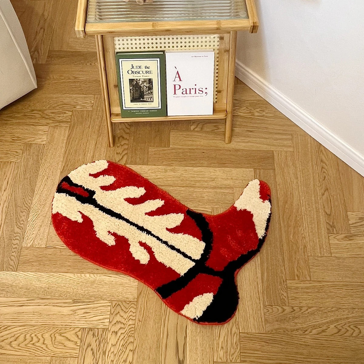 Red White Western Cowboy Cowgirl Boots Tufted Rug