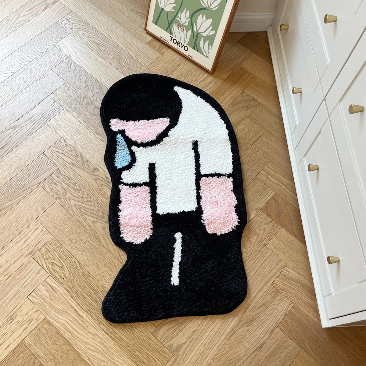 Sad Man Crying Tufted Rug