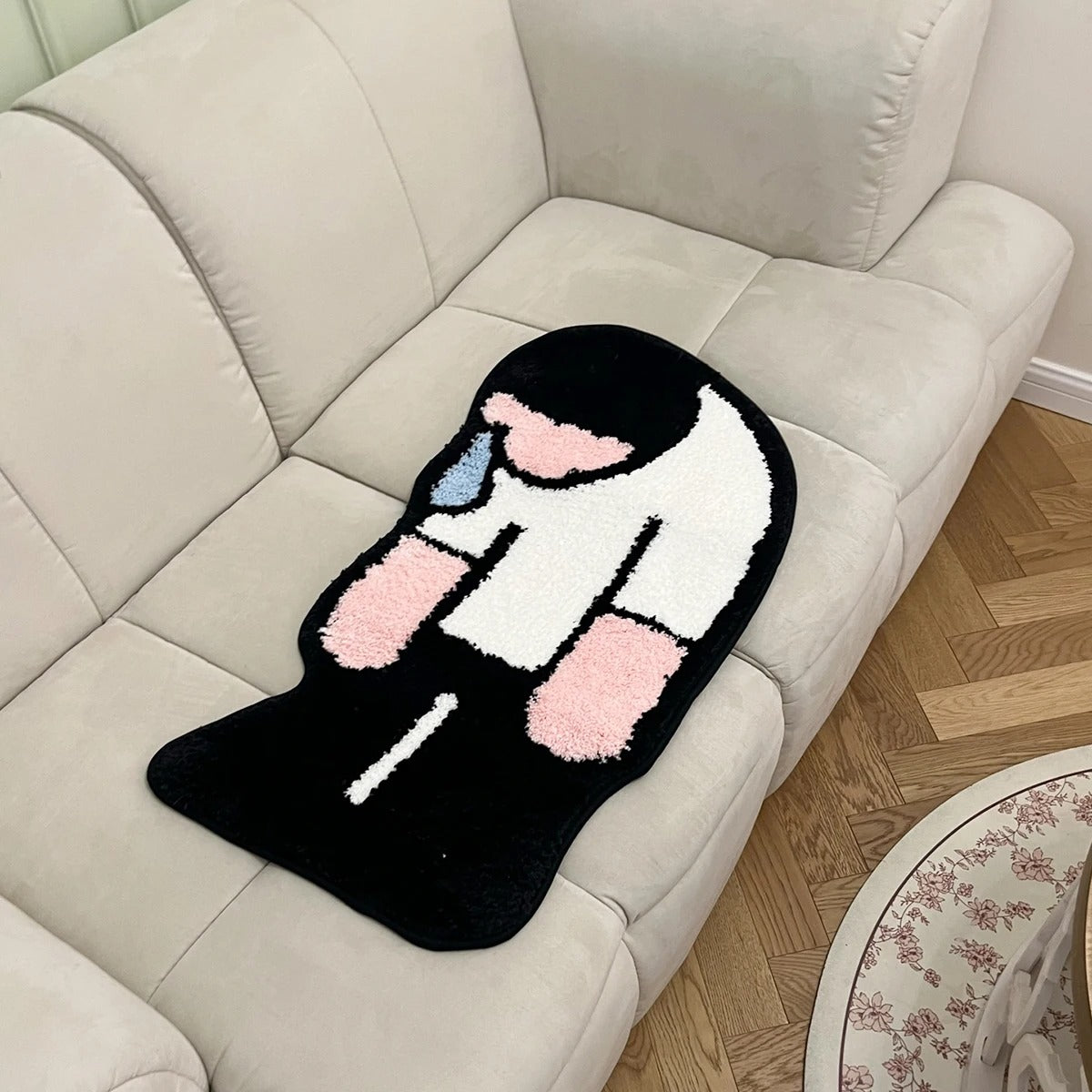 Sad Man Crying Tufted Rug