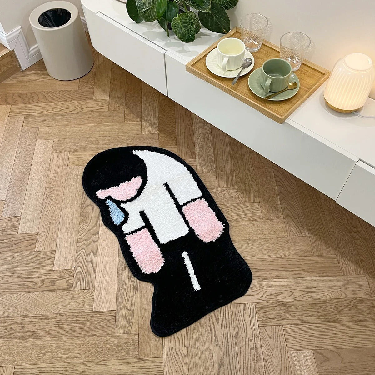 Sad Man Crying Tufted Rug