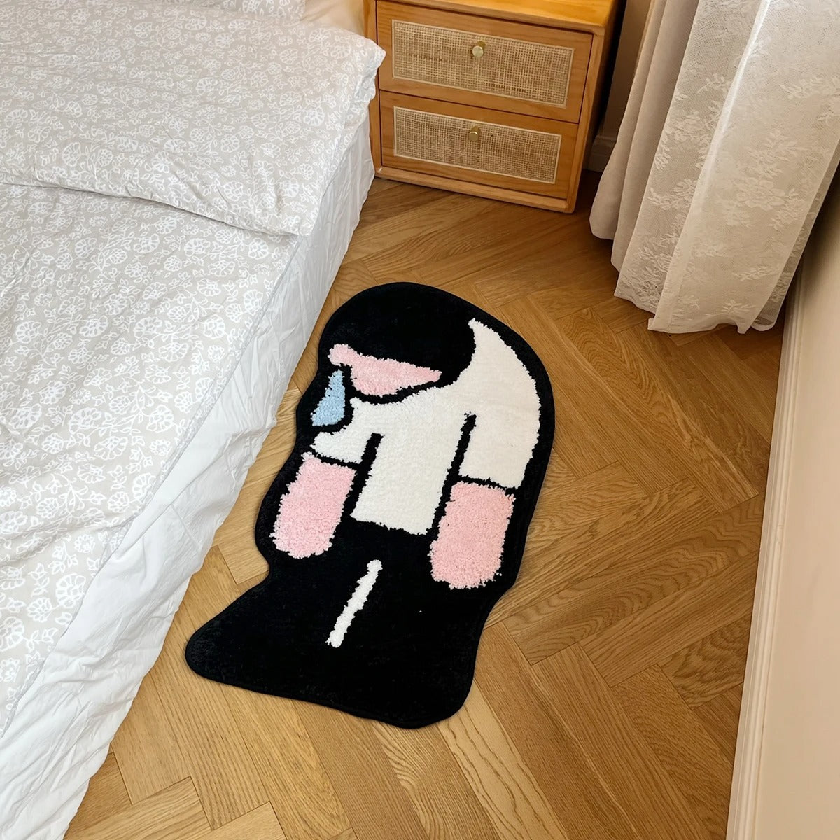 Sad Man Crying Tufted Rug