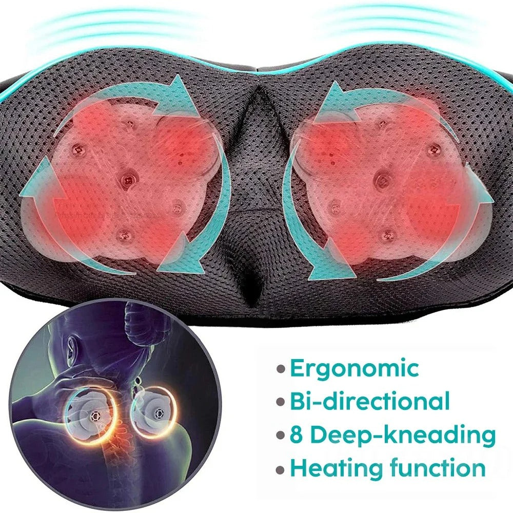 Shiatsu Neck and Shoulder Massager with Heat – Deep Kneading 3D Massage Pillow for Back, Waist, and Leg Pain Relief – Portable Electric Massager for Home, Office, Car