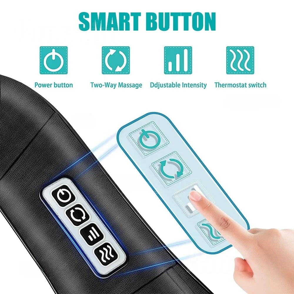 Shiatsu Neck and Shoulder Massager with Heat – Deep Kneading 3D Massage Pillow for Back, Waist, and Leg Pain Relief – Portable Electric Massager for Home, Office, Car