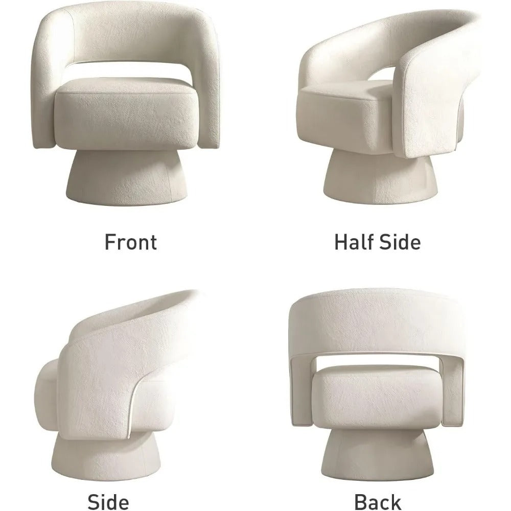 Minimalist Modern Design Velvet Upholstered Barrel Cushioned Overstuffed Accent Chair