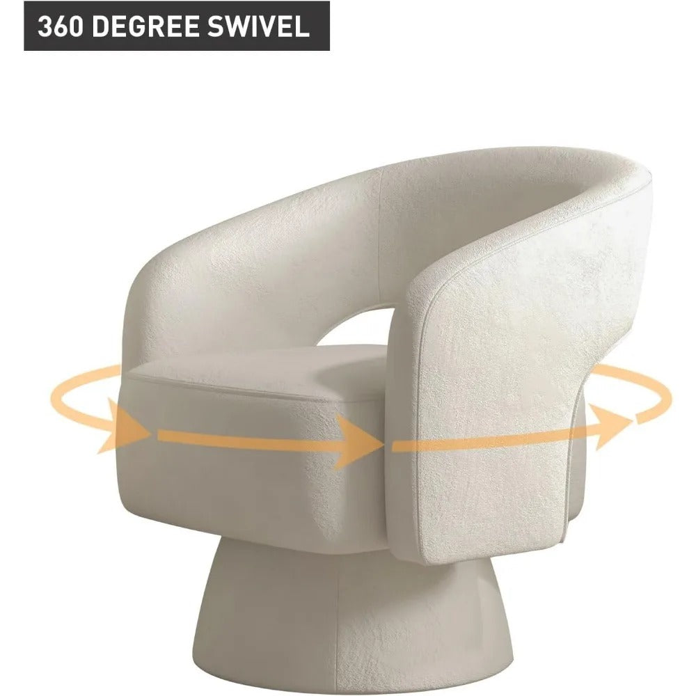 Minimalist Modern Design Velvet Upholstered Barrel Cushioned Overstuffed Accent Chair