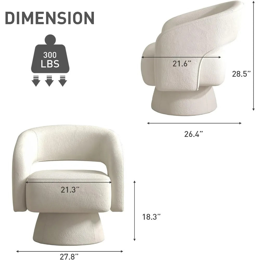 Minimalist Modern Design Velvet Upholstered Barrel Cushioned Overstuffed Accent Chair