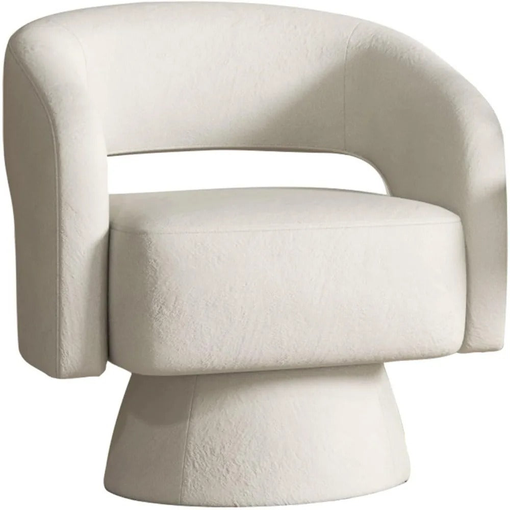 Minimalist Modern Design Velvet Upholstered Barrel Cushioned Overstuffed Accent Chair