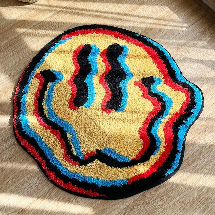 Trippy Smiling Face Tufted Rug