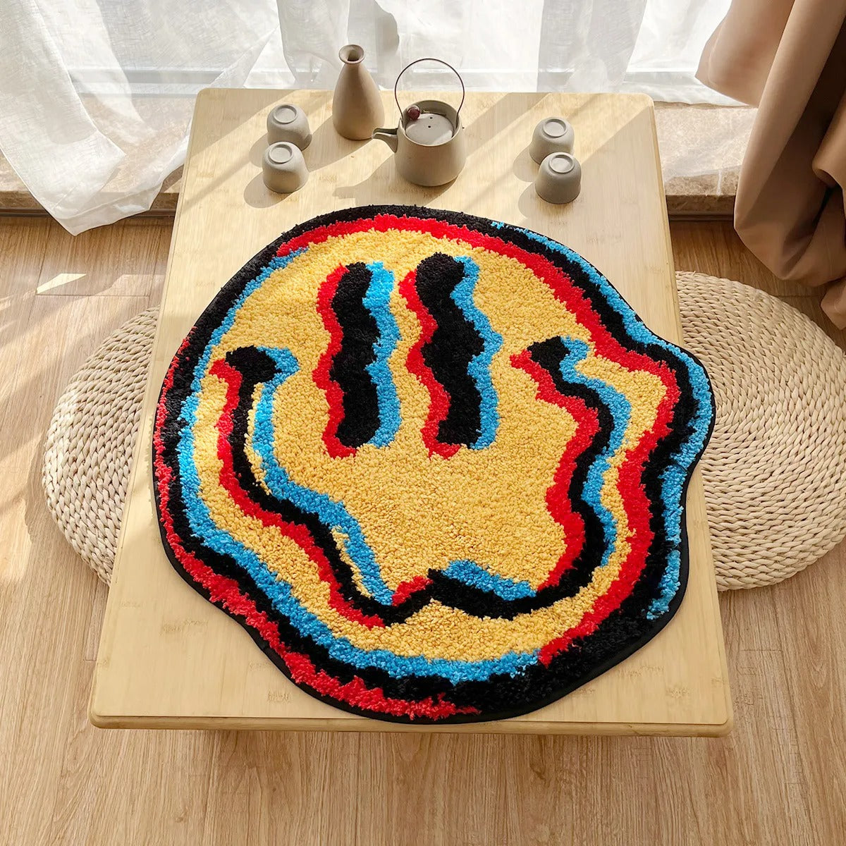 Trippy Smiling Face Tufted Rug