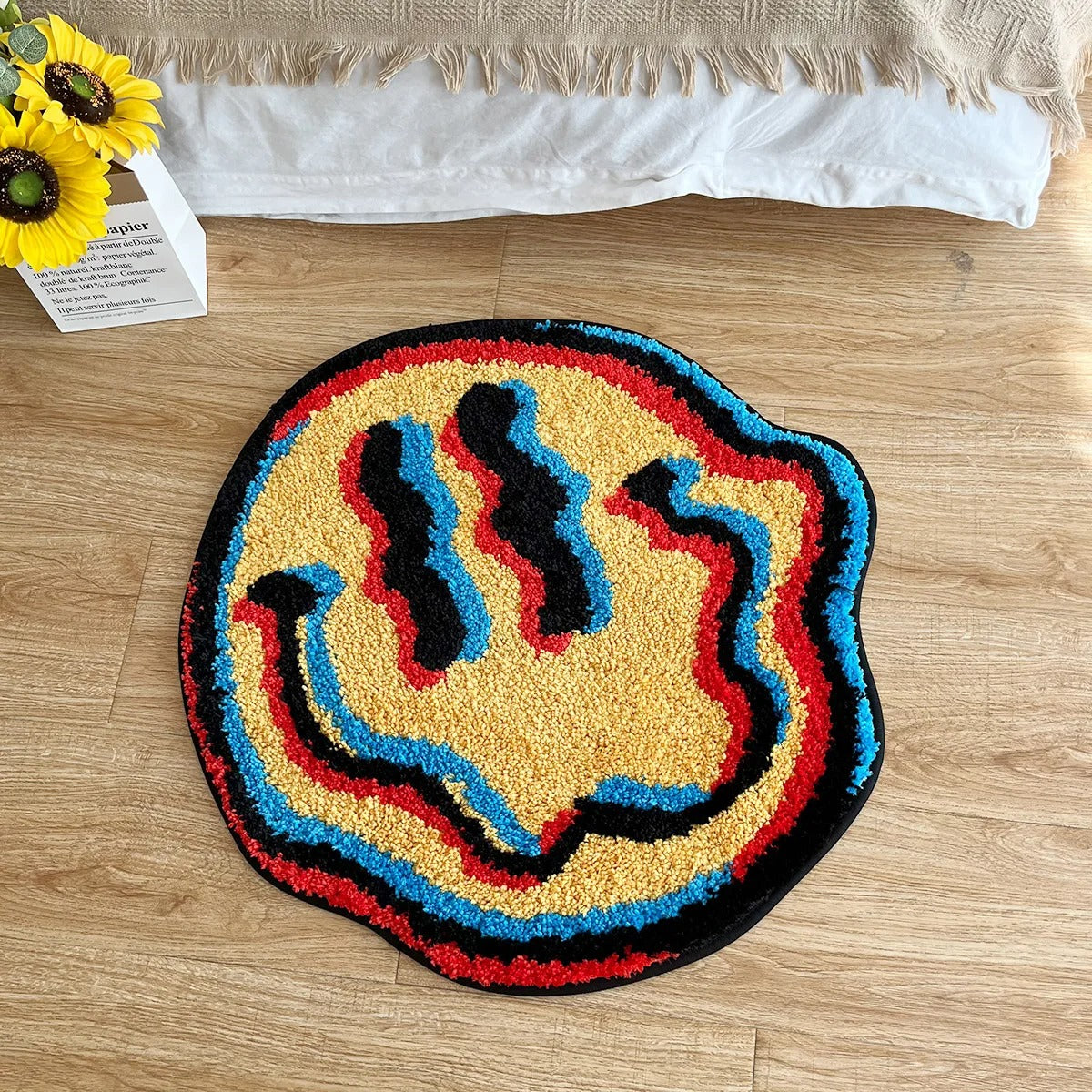 Trippy Smiling Face Tufted Rug