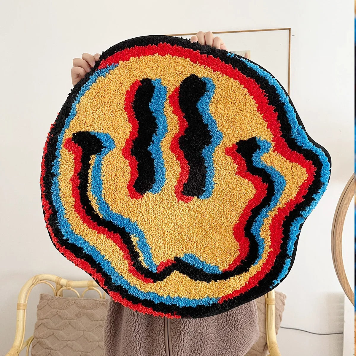 Trippy Smiling Face Tufted Rug