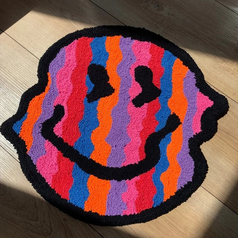 Twisted Trippy Smiling Face Tufted Rug