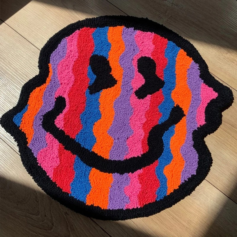 Twisted Trippy Smiling Face Tufted Rug