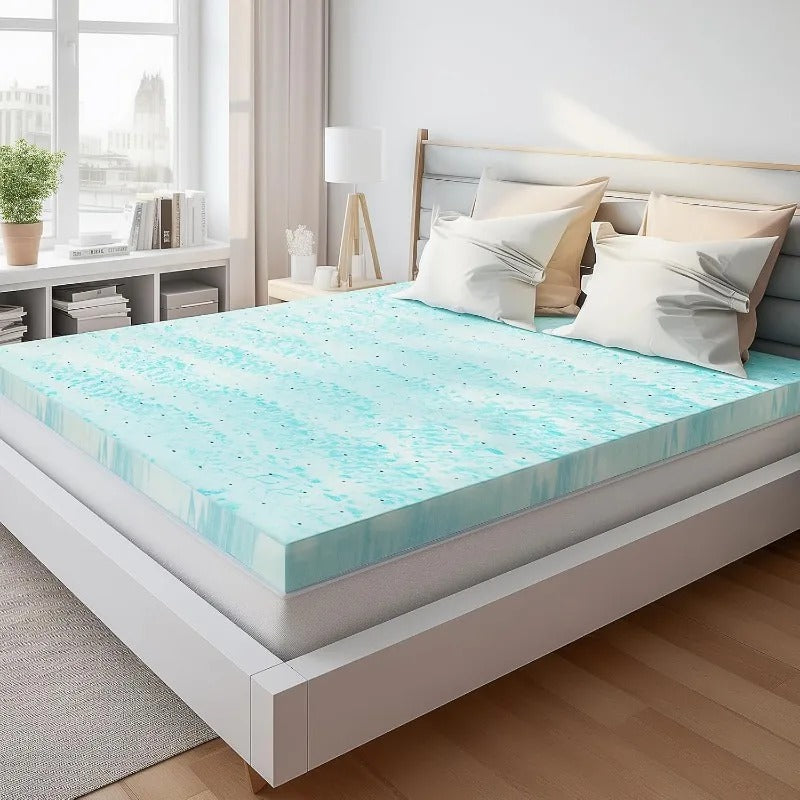 Ventilated Memory Foam Cooling Mattress Topper Pad CertiPUR-US Certified