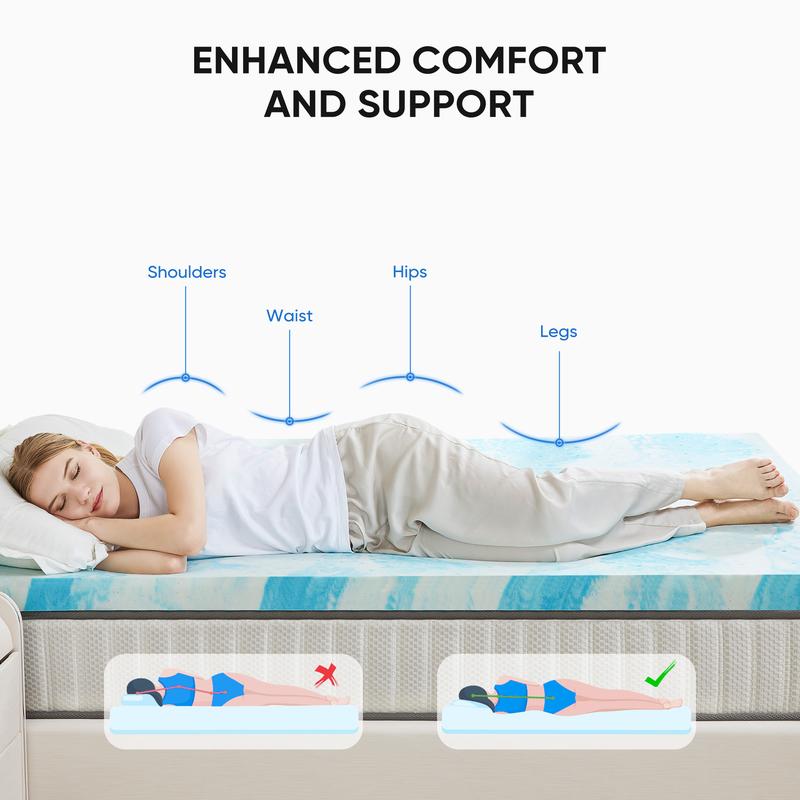 Ventilated Memory Foam Cooling Mattress Topper Pad CertiPUR-US Certified