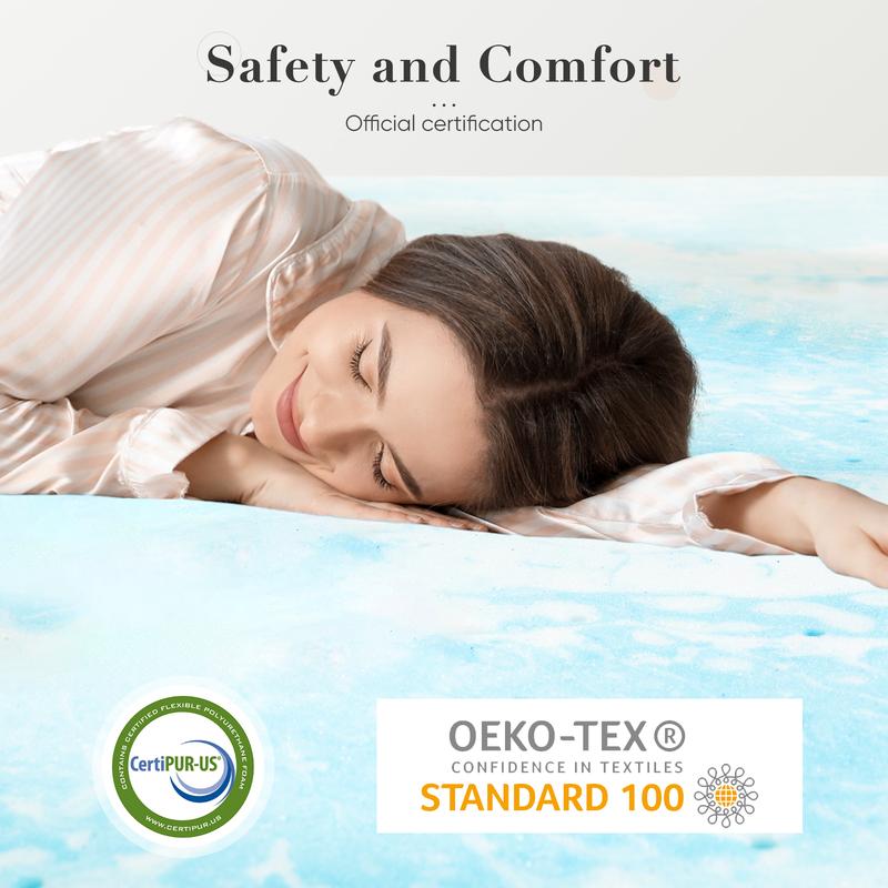 Ventilated Memory Foam Cooling Mattress Topper Pad CertiPUR-US Certified