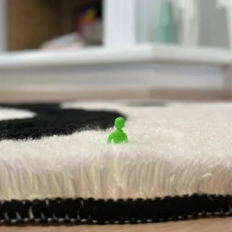 Yin Yang Symbol Black White Circle Tufted Rug
