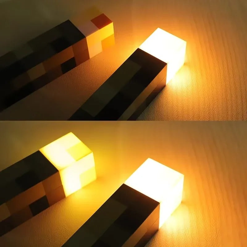 11.5 Inch Minecraft Themed Torch LED Night Light USB Rechargeable Table Lamp Kids Room Decor Birthday Party Toy Lights