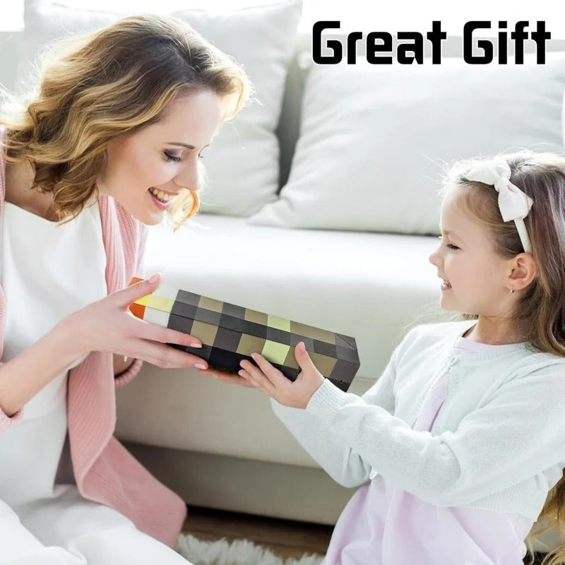 11.5 Inch Minecraft Themed Torch LED Night Light USB Rechargeable Table Lamp Kids Room Decor Birthday Party Toy Lights