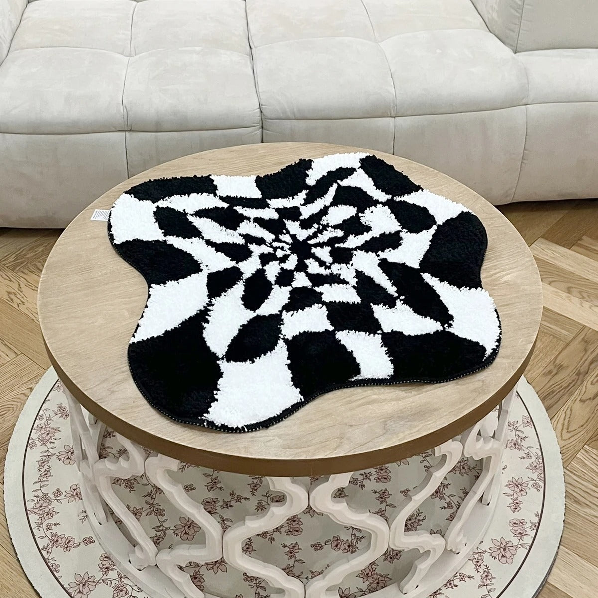 Abstract Trippy 3D Checkered Board Illusion Tufted Rug