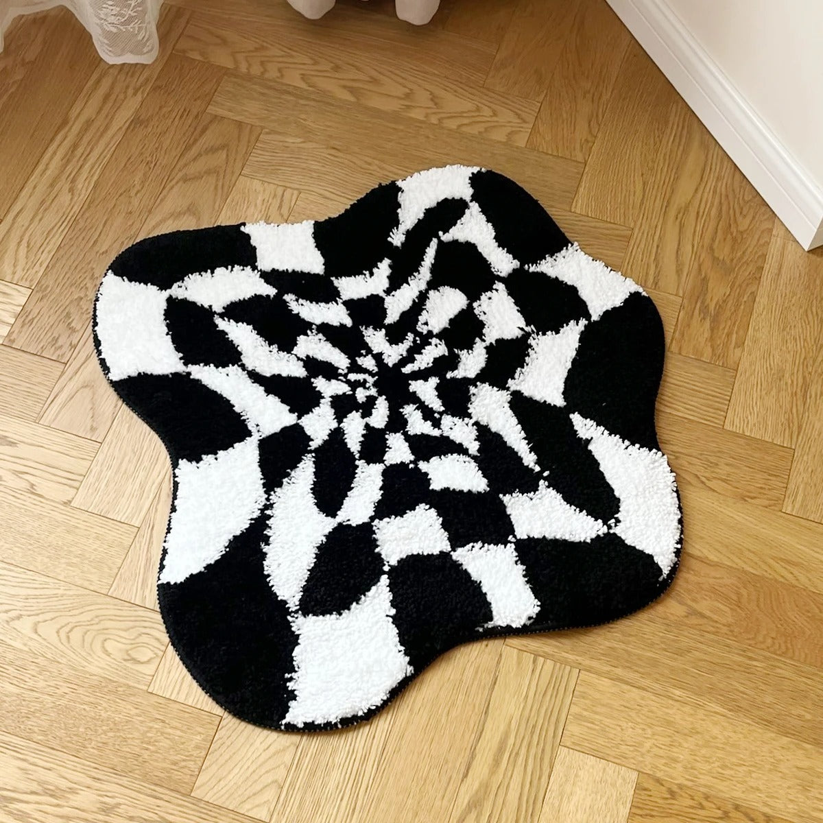 Abstract Trippy 3D Checkered Board Illusion Tufted Rug