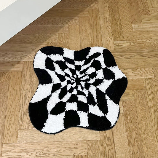 Abstract Trippy 3D Checkered Board Illusion Tufted Rug