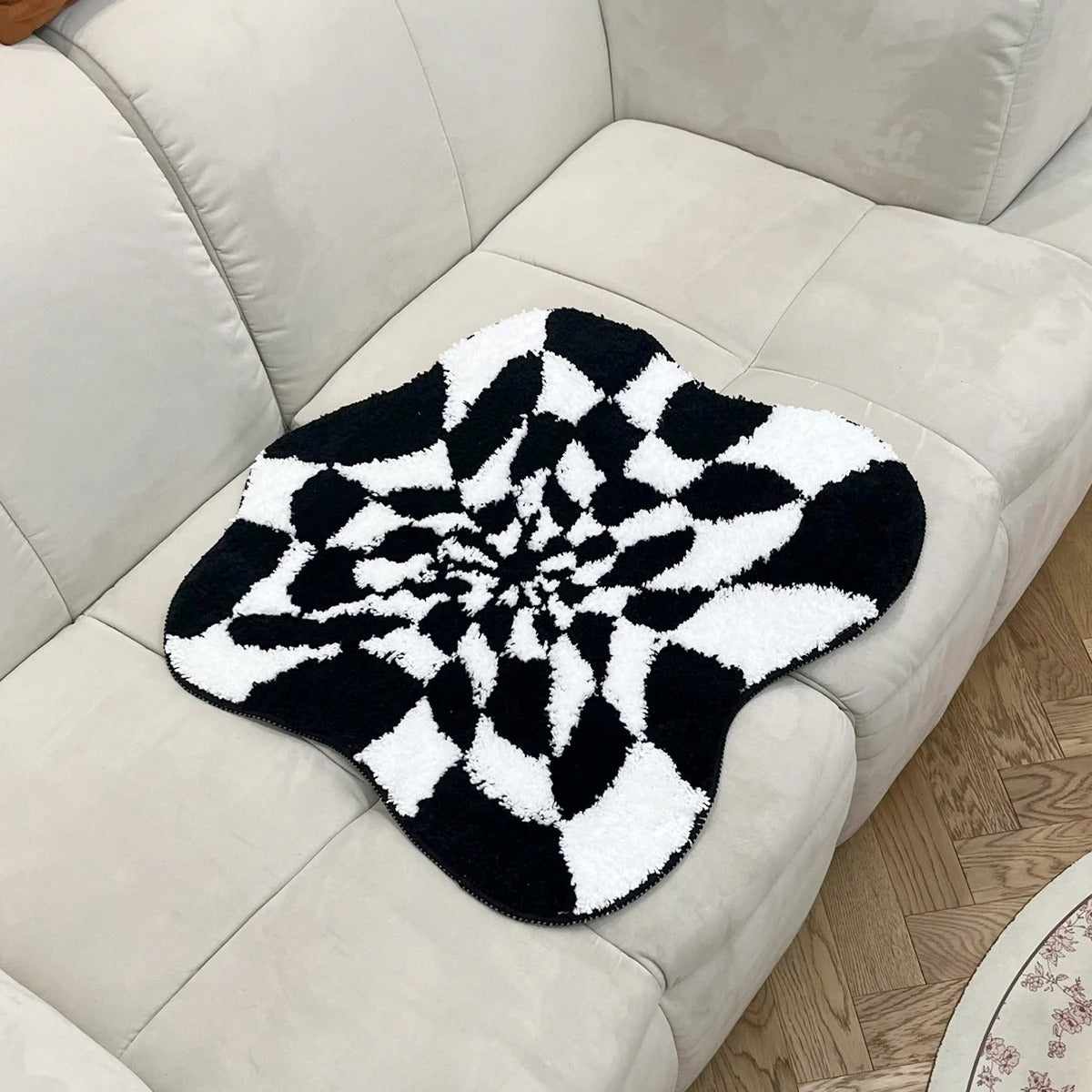 Abstract Trippy 3D Checkered Board Illusion Tufted Rug