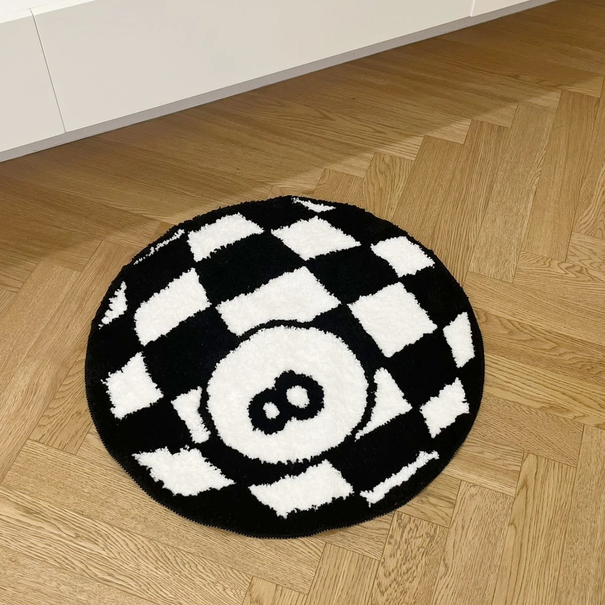 Black Red Checkered Black 8 Ball Billiards Tufted Rug