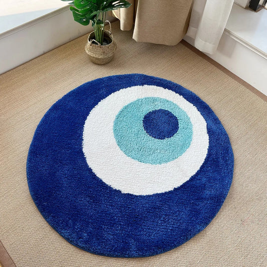 Blue Evil Eye Supernatural Nazar Amulet Tufted Rug