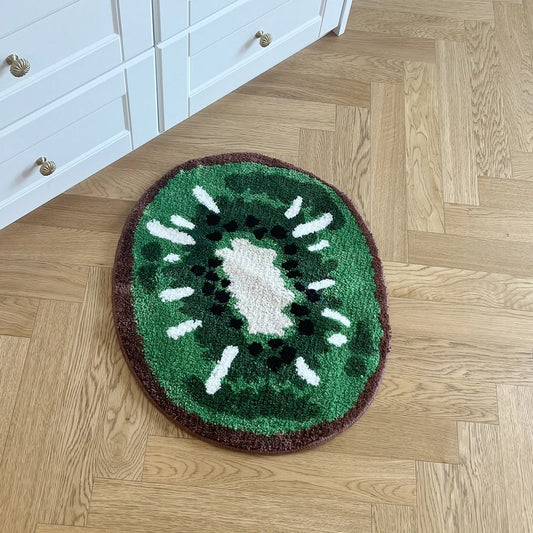 Green Sliced Kiwi Tufted Rug