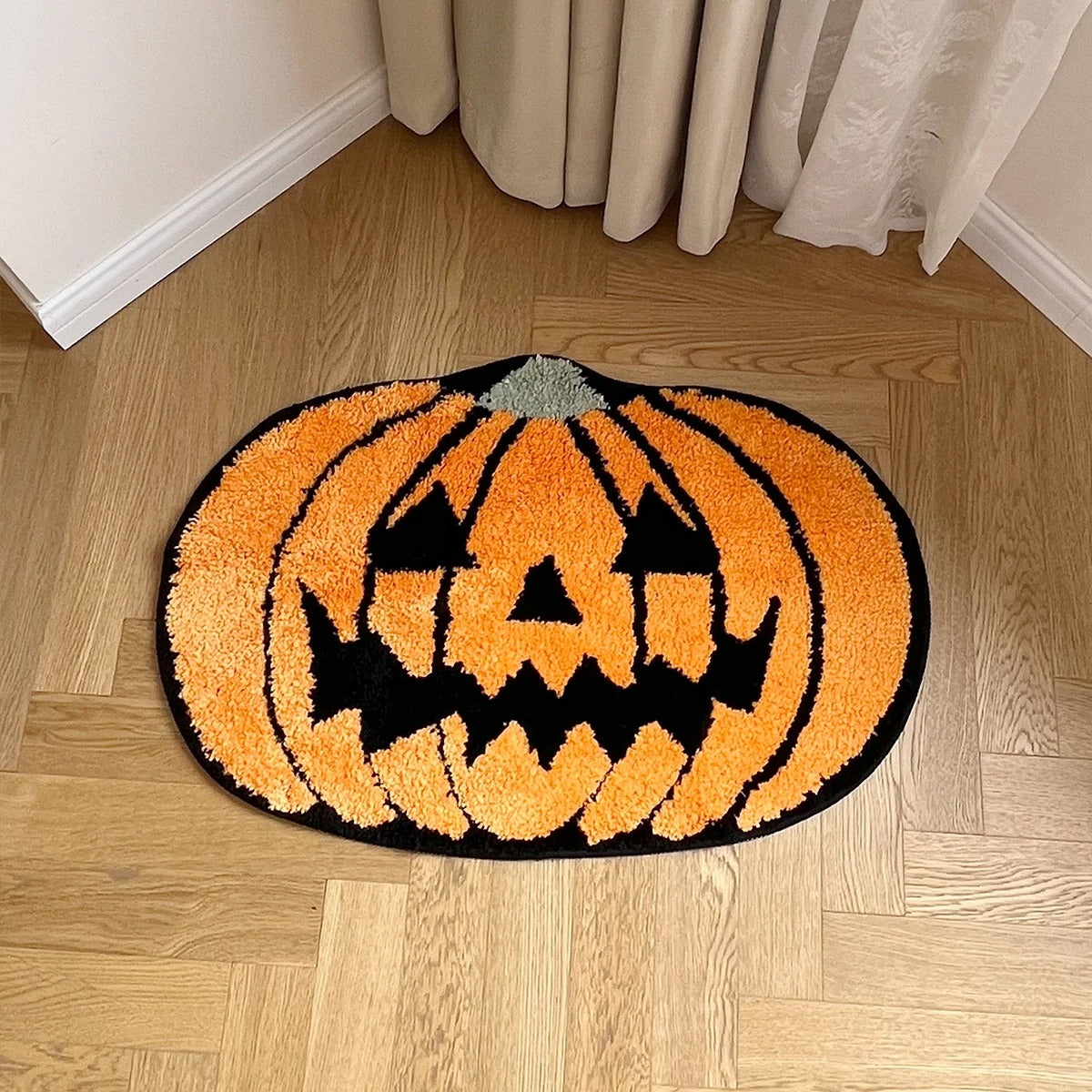 Halloween Orange Pumpkin Tufted Rug