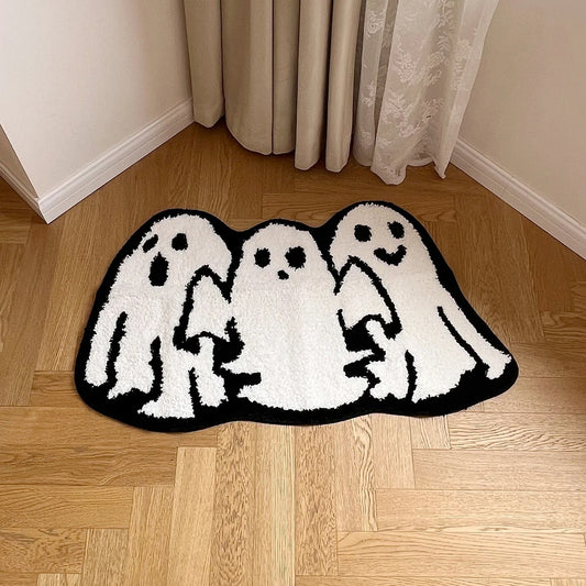 Halloween White Ghosts Tufted Rug