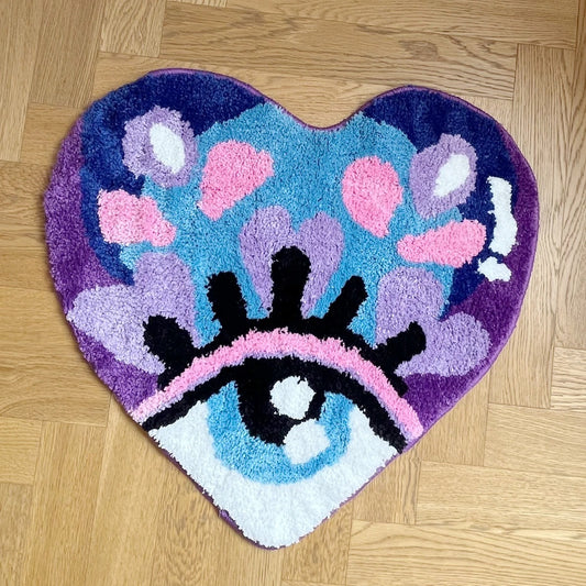 Heart Shaped Purple Love Eye Tufted Rug