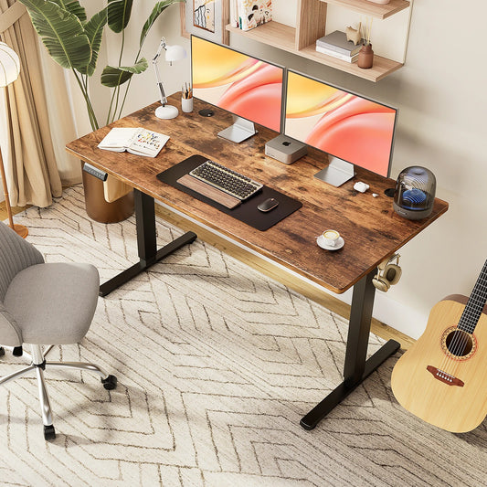 Height Adjustable Electric Standing Desk – 55x24" Sit-Stand Workstation Ergonomic Home Office Motorized Computer Desk