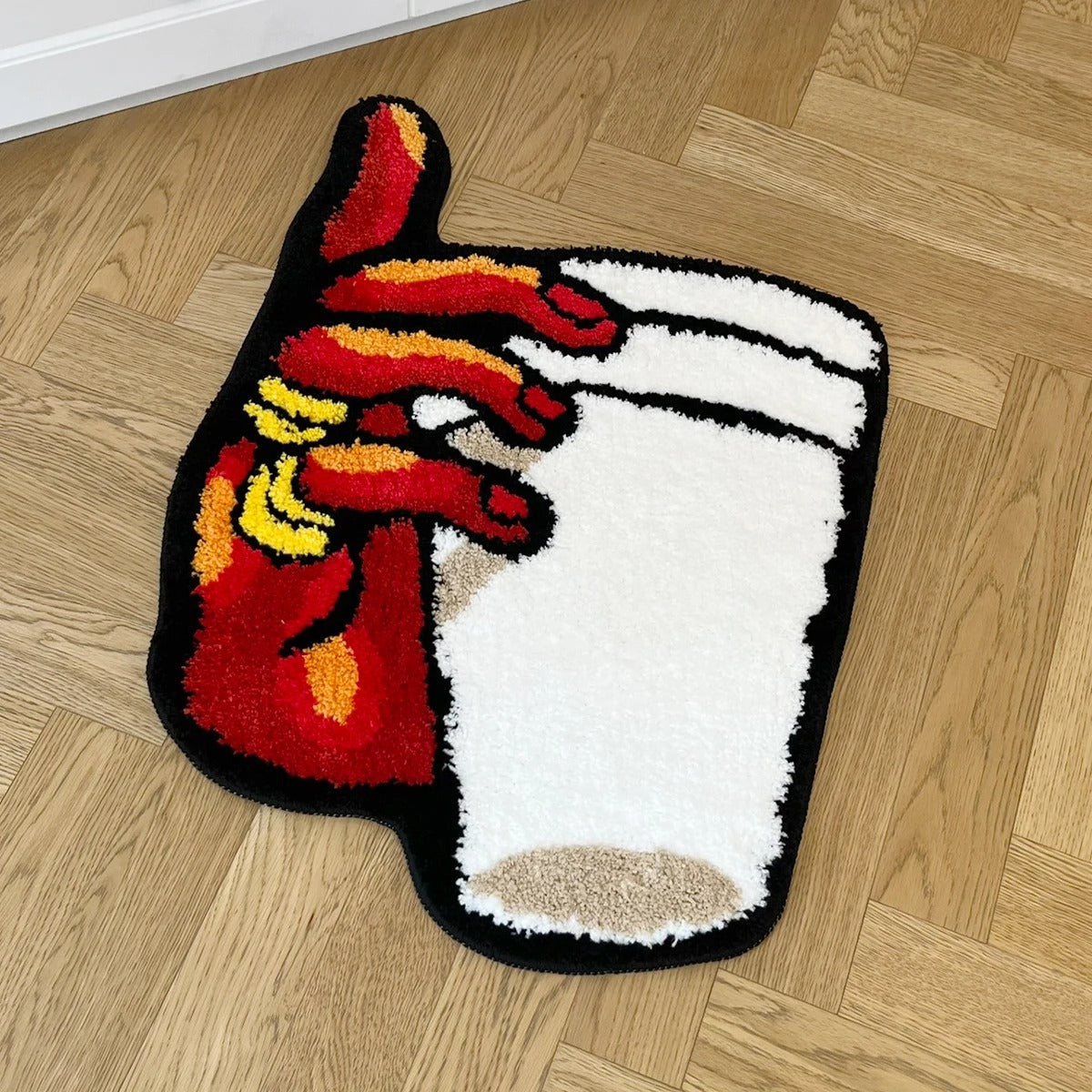 Hip-Hop Rap Hand Holding a Styrofoam Double Cup Tufted Rug