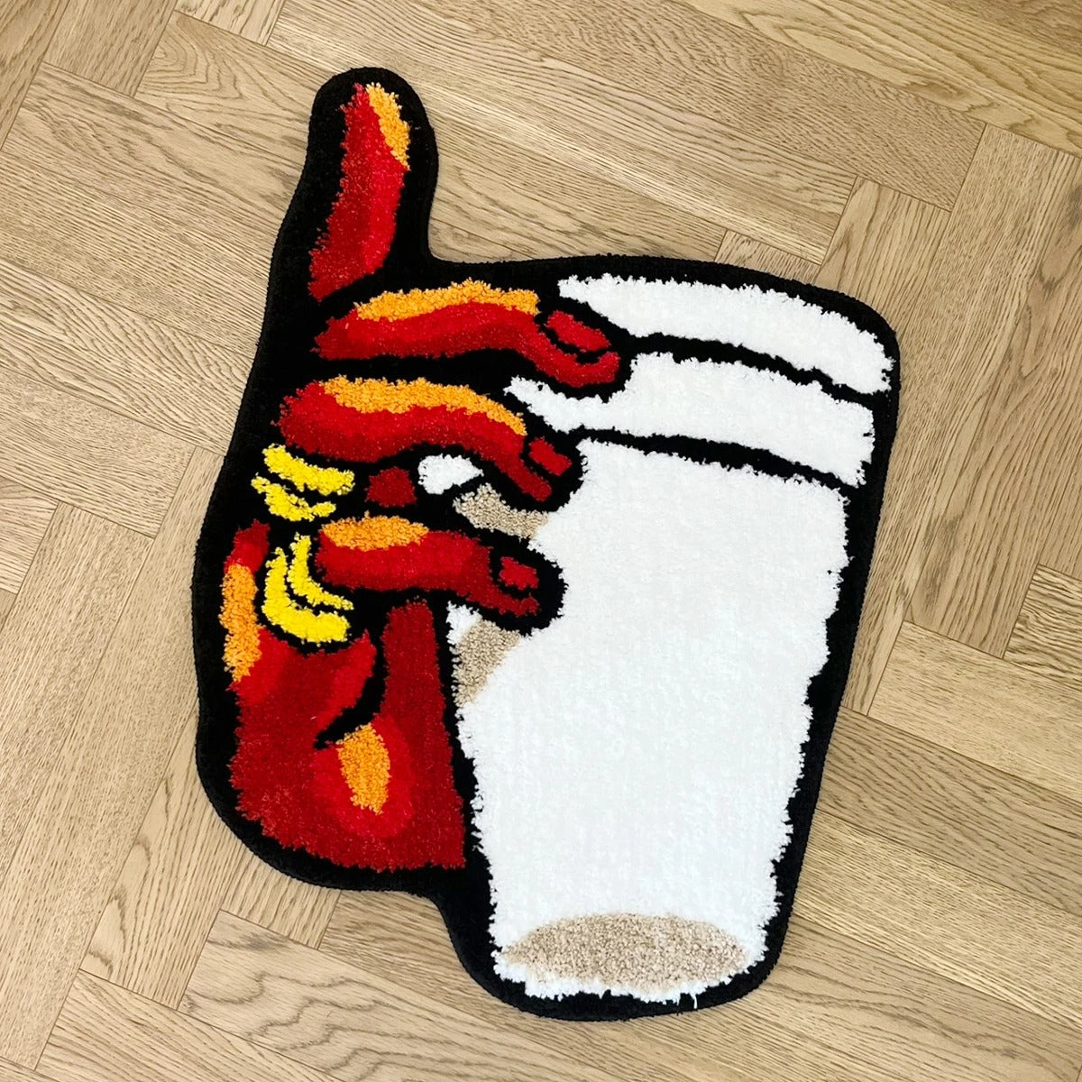 Hip-Hop Rap Hand Holding a Styrofoam Double Cup Tufted Rug