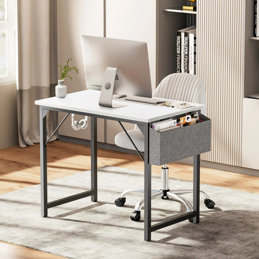 Home Office Computer Gaming Desk with Storage Bag + Headphone Hook, Writing Study Desk, Easy Assembly