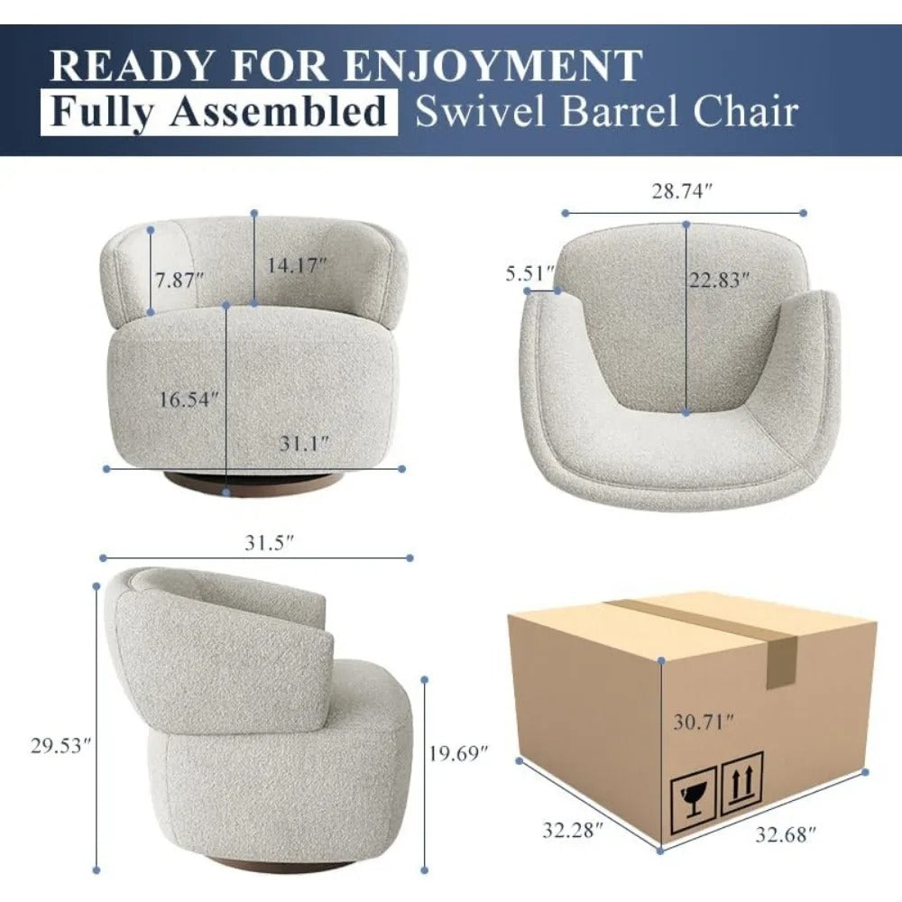 Minimalist Design Velvet Upholstered Barrel Cushioned Assembled Accent Chair