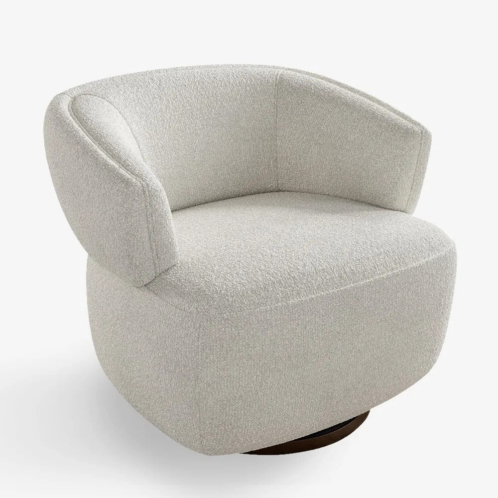 Minimalist Design Velvet Upholstered Barrel Cushioned Assembled Accent Chair
