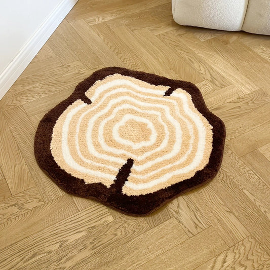 Nature Lover Tree Stump Rings Tufted Rug