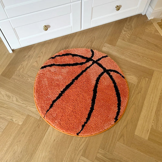 Orange Basketball Athlete Tufted Rug