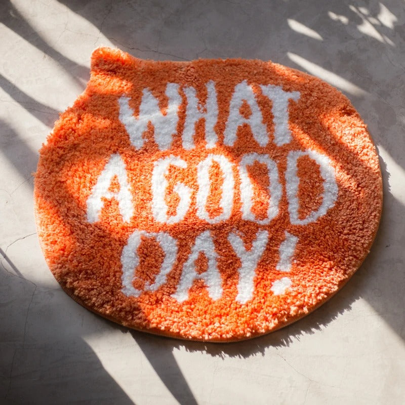Orange Positivity 'What A Good Day' Tufted Rug